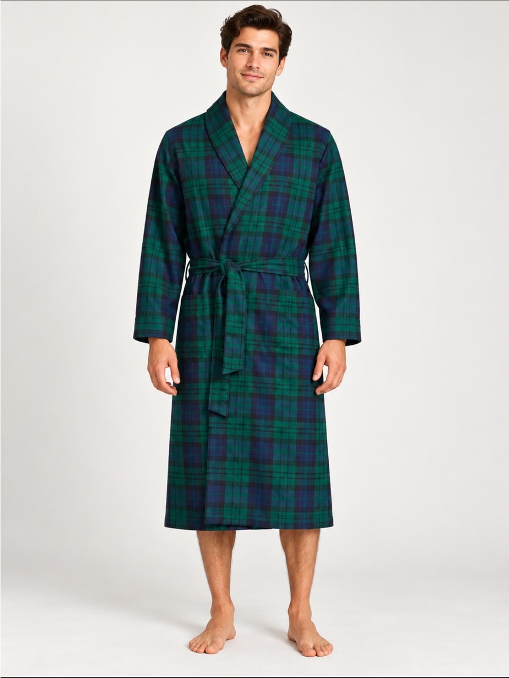 LandsEnd Men Regular 100% Cotton Flannel Robe